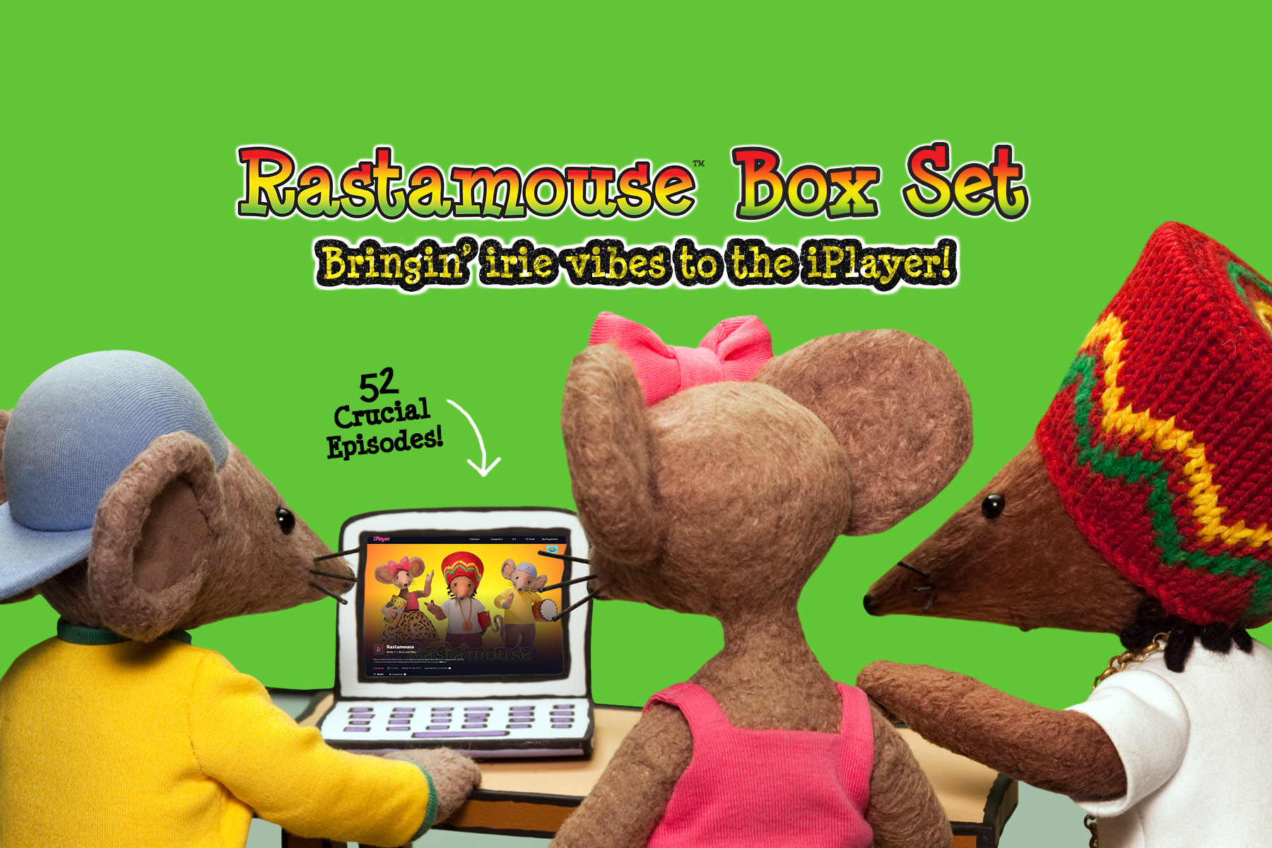 Rastamouse Plush Soft Toy 14” Rasta Mouse BBC CBeebies Rastafarian 